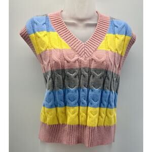 LISTICLE Knit Carnival Lights Stripe Cardigan Sweater Size Small New With Tags